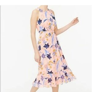 J. Crew Pink and Blue Floral Midi Dress